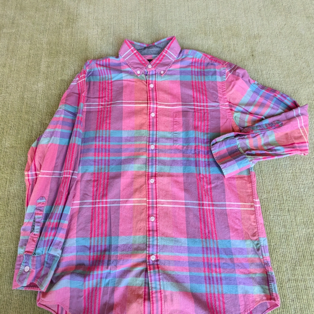 J. Crew Pink and Blue Plaid Casual Shirt
